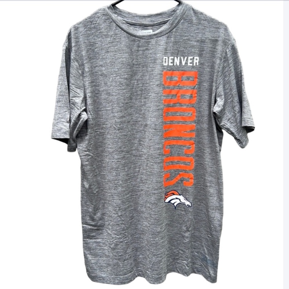 NFL Denver Broncos Gray Tee with Orange Vertical Logo